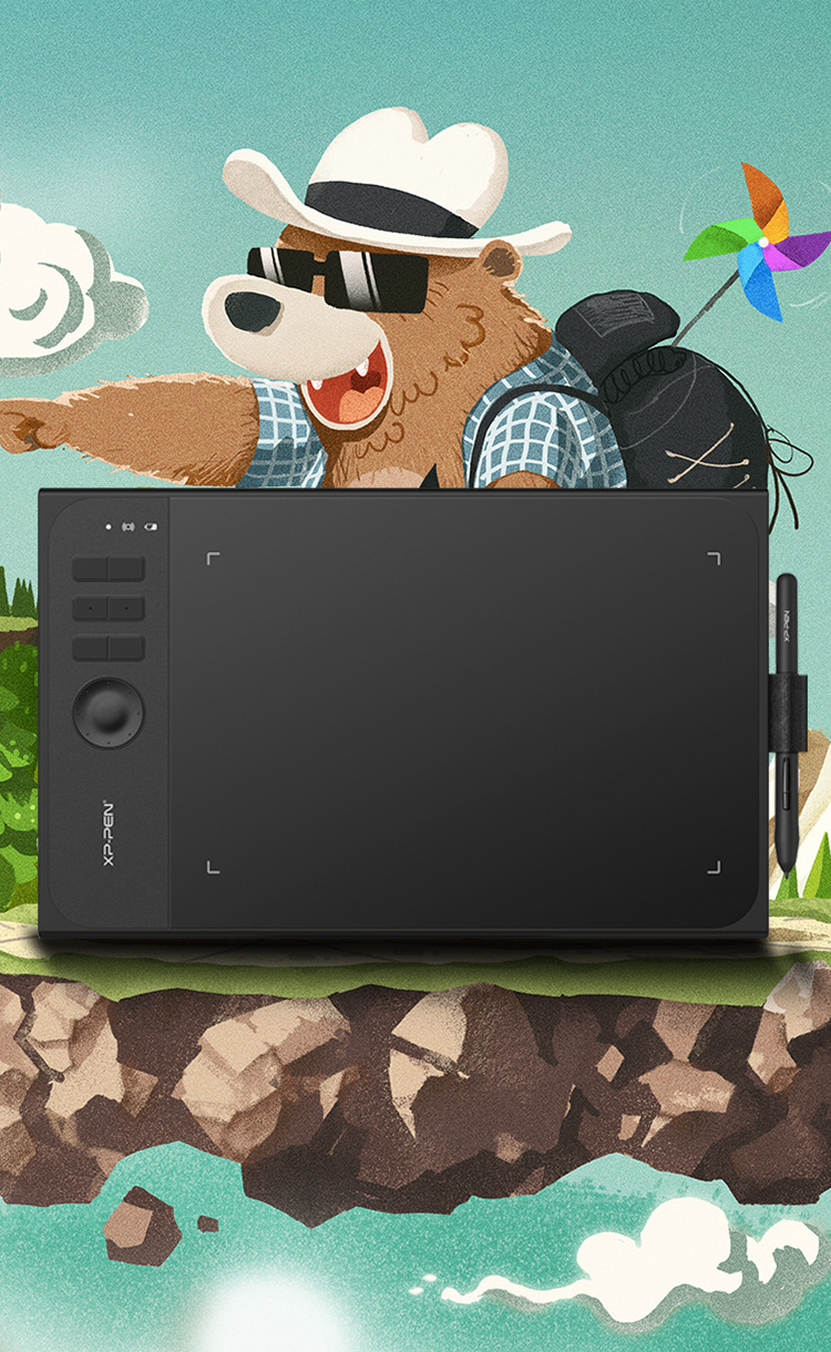 XP-Pen Star 06 digital painting tablet features of 10 x 6” working area